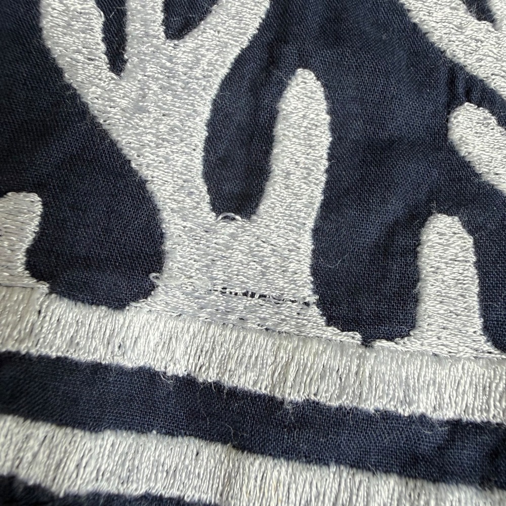 Gretchen Scott Cotton Embroidered Tunic The Reef Navy Blue White Coral Top XL - Picture 6 of 11